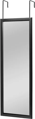 MIRUO - Espejo de pared para colgar sobre la puerta, marco de poliestireno para baño, dormitorio, sala de estar, dormitorio y más (negro, 43 x 16