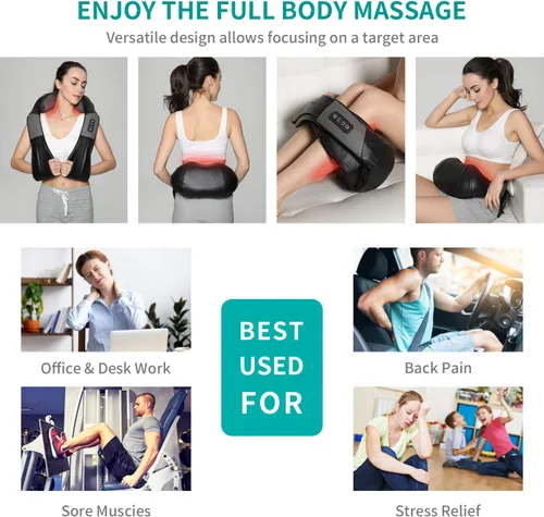 Miniatura 9 de Nekteck Masajeador de cuello y espalda Shiatsu con calor calmante y bolsa de almacenamiento Shiatsu masajeador de pies