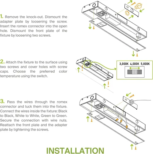Miniatura 8 de ASD Iluminación LED para debajo del gabinete, 9 pulgadas, 3 W, 202 LM, luces regulables cableadas para debajo del gabinete para cocina, 3000 K
