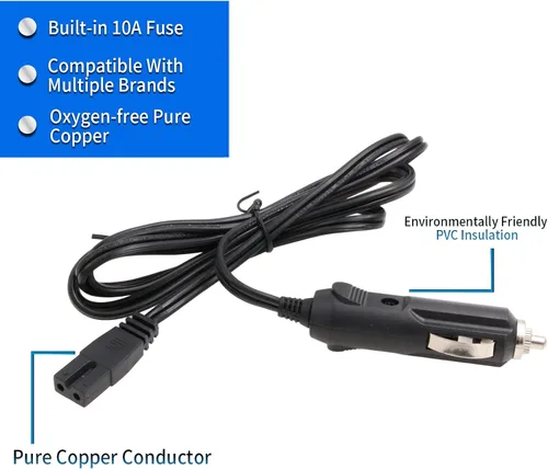 Miniatura 3 de Cable de extensión de encendedor de cigarrillos de 12 V CC, cable de alimentación para refrigerador de automóvil, cable de repuesto para caja