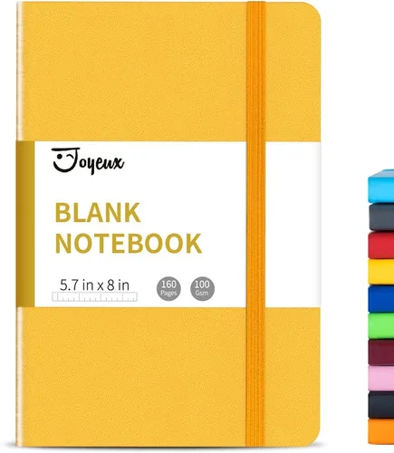 Miniatura 10 de JOYEUX - Libreta en blanco tipo diario, A5, 160 páginas, libros de bocetos gruesos de 100 Gsm, diario de tapa dura para escribir, 5.7 x 8 pulgadas