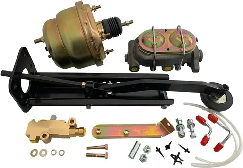 Miniatura 2 de Kit de refuerzo de freno de doble potencia universal de 7" con cilindro maestro de hierro fundido GM de 1" de diámetro, kit de soporte de fuego