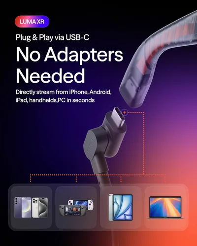 Miniatura 6 de VITURE Lentes Luma XR: pantalla ultra nítida de 146 pulgadas y 1200p, 1000 nits, 50° FOV, ajustes de atenuación, conexión USB-C para iPhone
