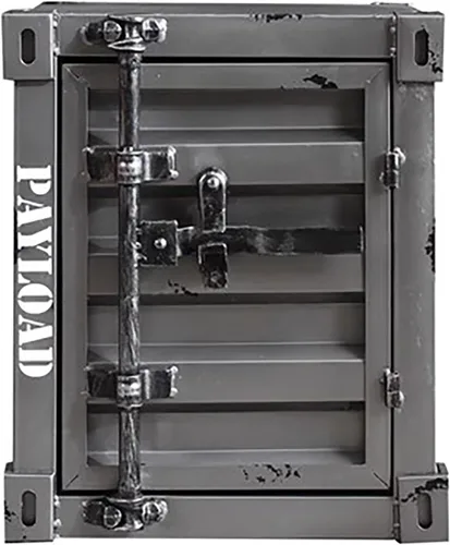 Miniatura 13 de HM&DX Mesa auxiliar industrial con almacenamiento, mesita de noche de metal retro con cerradura, armario de almacenamiento con cerradura de alta
