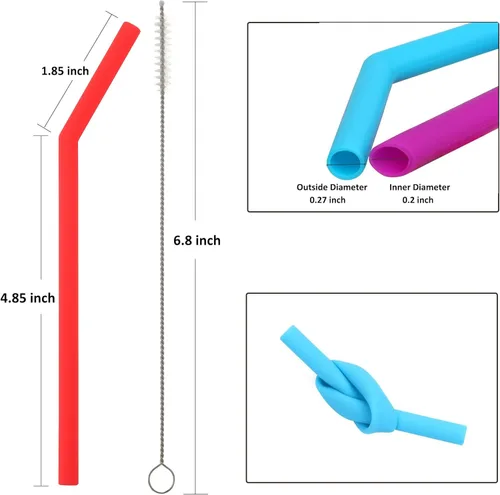 Miniatura 2 de Pajitas de silicona reutilizables para niños pequeños y niños – 24 popotes flexibles de bebida corta de 6.7 pulgadas para vasos Yeti/Rtic/Ozark de 6