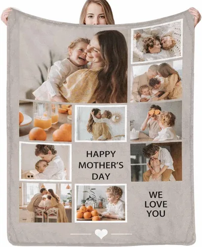 Miniatura 38 de D-Story Manta personalizada con fotos, manta de fotos personalizada con cualquier texto, manta de forro polar personalizada para cama, sofá