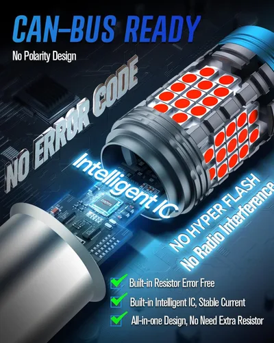 Miniatura 2 de CANBUS 1157 Bombilla LED roja con resistencia integrada para luz de freno 2357 bombillas LED traseras sin errores, bombilla LED 2057 7528 BAY15D