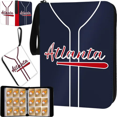 Carpeta de Tarjetas de Béisbol con Fundas de 900 Bolsillos, Portador de Tarjetas de Béisbol de Atlanta para Tarjetas Coleccionables, Álbum de
