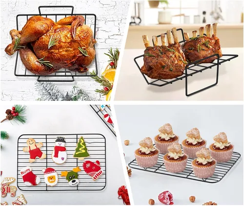 Miniatura 6 de TeamFar Bandeja para Asar, Bandeja Antiadherente Profunda de 14" para Lasaña Brownie Pavo con Rejilla en Forma de V y Rejilla de Enfriamiento