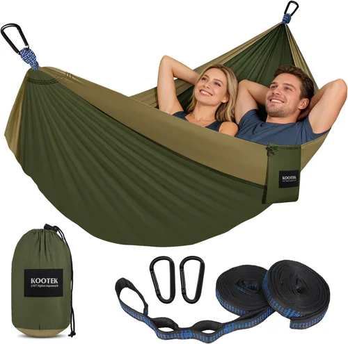 Miniatura 11 de Kootek Hamaca de campamento, hamacas portátiles con correas para árboles y bolsa de transporte adjunta, equipo esencial de campamento, perfecto
