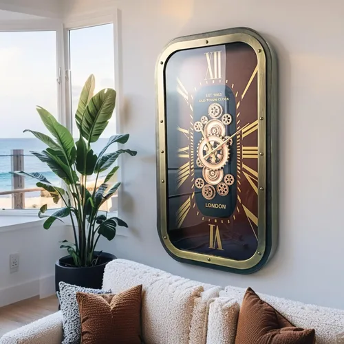 Miniatura 4 de THE GEARS CLOCK 37X20'' Reloj de pared con engranaje móvil rectangular Noruega Line TROMSO (37 x 20 pulgadas (37.4 x 20.1 in)