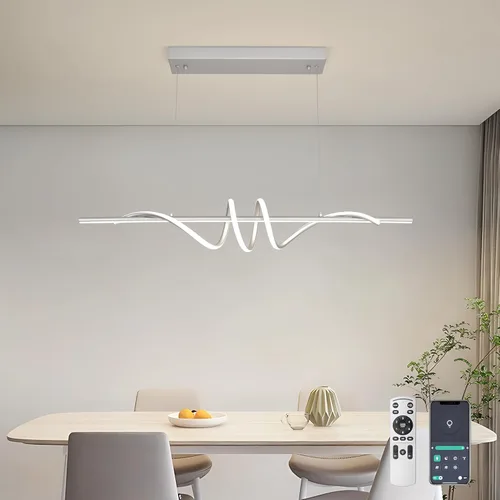 Miniatura 16 de Lámpara colgante LED moderna, lámpara de araña negra de 39.37 pulgadas regulable con control remoto y teléfono, temperatura de color ajustable