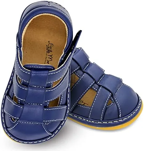 Zapatos con para bebé de Little Mae's Boutique, color marrón, negro o azul marino, sandalias cerradas, zapatos ideales para caminar para bebés,