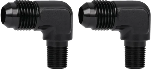 Miniatura 27 de 3AN macho Flare a 1/4 NPT tubo macho 90 grados codo adaptador unión aluminio negro