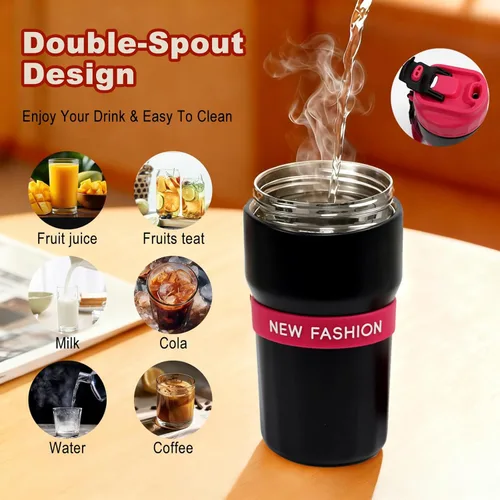 Miniatura 7 de Toycol Vaso térmico con aislamiento térmico, taza de viaje magnética 2 en 1 de acero inoxidable para té y café, botella de agua a prueba de fugas