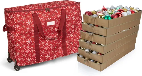 Miniatura 45 de Covermates Keepsakes Bolsa de almacenamiento ajustable para adornos, poliéster resistente, separadores acolchados y bandejas FlexGrid, organizador