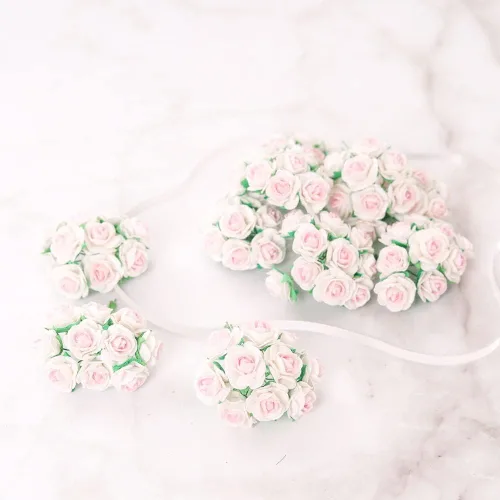 Miniatura 4 de 50 mini rosas de papel de morera hechas a mano, 0.709 in, flores de papel de morera, álbumes de recortes, boda, manualidades, bricolaje