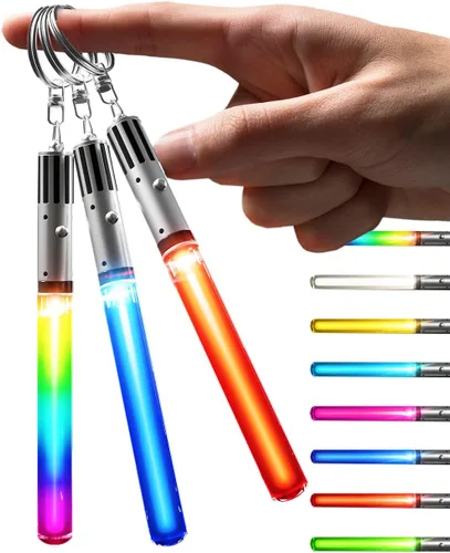 Miniatura 4 de LIGHTSABER - Llavero con luz LED, sable de luz brillante, 8 modos de cambio de color, 3 llaveros incluidos