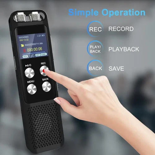 Miniatura 4 de Grabadora de voz digital de 72 GB: Grabadoras activadas por voz con reproducción, dispositivo de grabación de audio para conferencias y reuniones