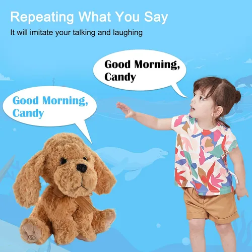 Miniatura 3 de Juguete de peluche interactivo que canta - Perro de peluche graba y repite lo que dices, 8 canciones, movimientos de cabeza y orejas, cumpleaños