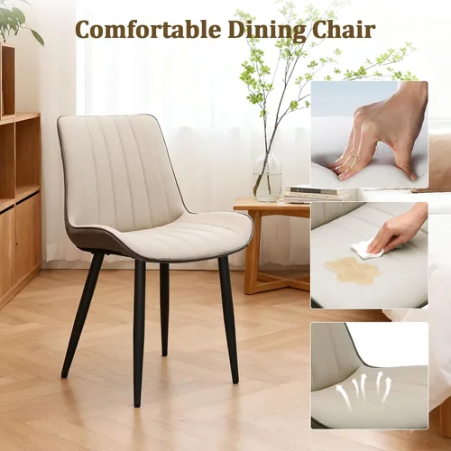 Miniatura 5 de Juego de sillas de comedor AmoUnico, silla de comedor moderna, sillas de comedor de cuero, sillas de cocina con tapizado de cuero sintético