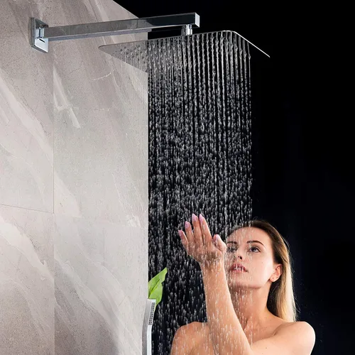 Miniatura 6 de Voolan Cabezal de ducha totalmente de metal con brazo de extensión, cabezales de ducha de lluvia tipo cascada de acero inoxidable, cabezal de ducha