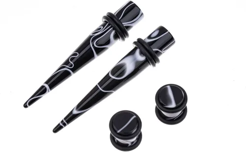 Miniatura 3 de Juego de 50 piezas de estiramiento de oreja 14 calibres 00 pendientes de mármol acrílico cónico piercing conjuntos de joyería