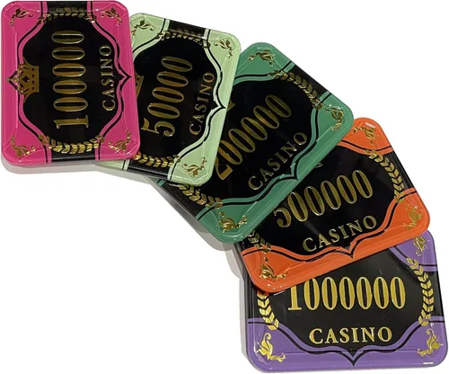 Miniatura 2 de Fichas de póquer rectangulares denominadas acrílicas Jetons - 5 piezas (1,000,000 morado)
