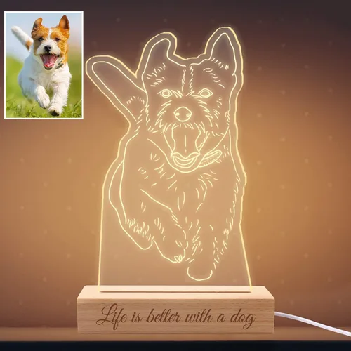 Miniatura 6 de Lámpara de fotos personalizada de ilusión de retrato 3D, placa grabada con imagen personalizada, luz nocturna con base de madera, lámpara LED