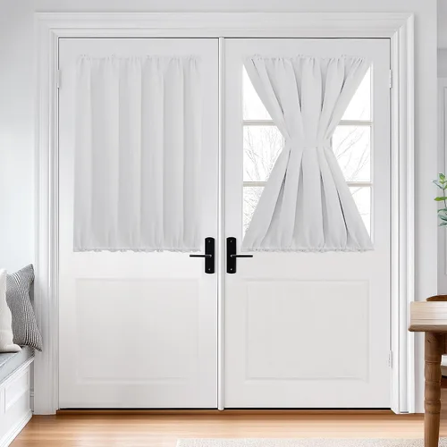 Miniatura 35 de Cortina térmica para puerta con bolsillo para barra, opacas, tratamiento de ventanas con ojales y ojales Deconovo 1 panel