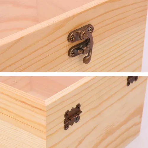 Miniatura 3 de 4 cajas de madera sin terminar con ventana, caja de madera para manualidades y almacenamiento con tapa superior de plástico, para recuerdos