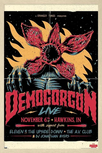 Miniatura 7 de Netflix Stranger Things - Póster de pared en vivo Demogorgon, 22.4 pulgadas de largo x 14.7 pulgadas de ancho, versión enmarcada de madera de granero