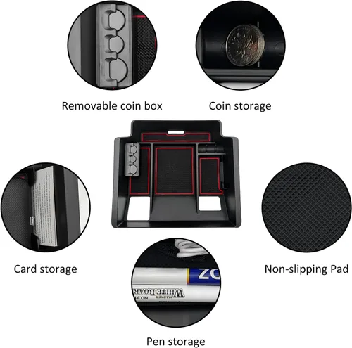 Miniatura 6 de Organizador de Bandeja de Consola Central se adapta a Accesorios para GMC Sierra/Chevy Silverado 1500 2022-2025, Silverado/Sierra 2500HD 3500HD Rojo