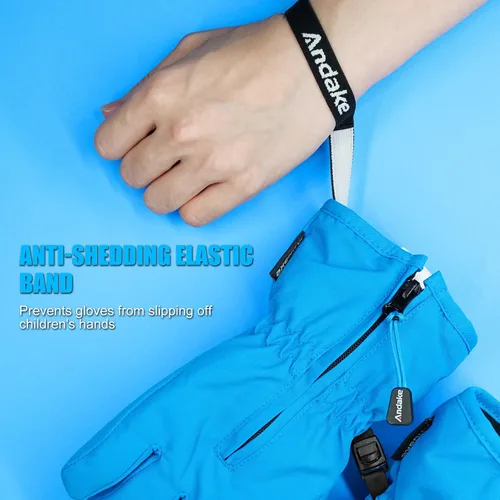 Miniatura 7 de Andake - Guantes de nieve impermeables y transpirables para niños de 2 a 7 años, guantes abrigados de esquí para invierno, mitones para niños y niñas