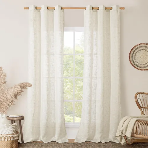 Miniatura 180 de LAMIT Cortinas de lino sintético para dormitorio, paneles filtrantes de luz, cortinas de lino con protección de privacidad con ojales para ventanas