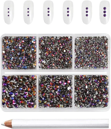 Miniatura 21 de Beadsland 7200 piezas de diamantes de imitación con parte trasera plana, gemas de cristal AB para uñas diamantes de imitación de cristal redondos