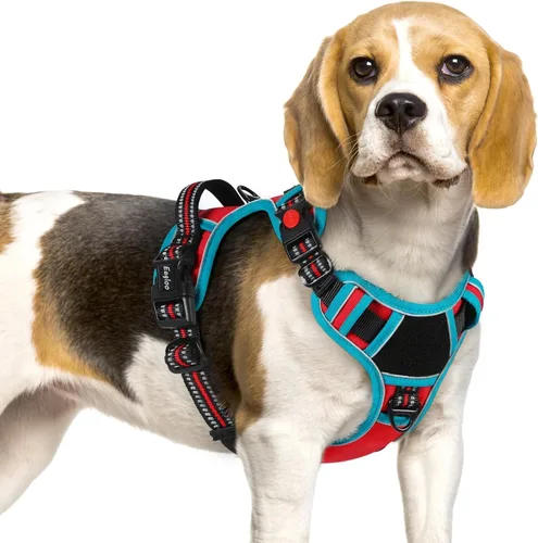 Miniatura 15 de Eagloo Arnés para perro de tamaño pequeño, fácil de llevar con 3 hebillas, arnés ajustable sin tirones para mascotas con sistema MOLLE, chaleco