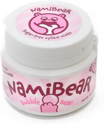 NamiBear | Sugar-Free Xylitol Mints for Kids | Oral Care | Fluoride Free | Gluten Free, Vegan, Non-GMO | Natural (Bubble Bear)