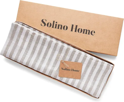 Miniatura 4 de Solino Home Amalfi - Manteles individuales a rayas, de 14 x 19 pulgadas, juego de 4 unidades, tela natural, lino europeo, 100 % lino puro, hechos a