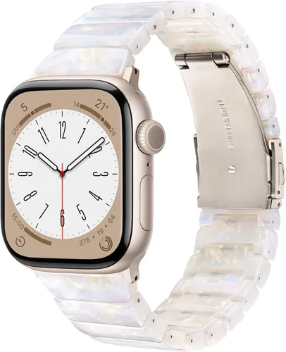 Miniatura 38 de V.R.HOPE Correa de Resina para Reloj Compatible con Apple Watch para Mujeres 38mm 40mm 41mm 42mm Oro Rosa Ligero Pulsera de Pulsera para iWatch Beige