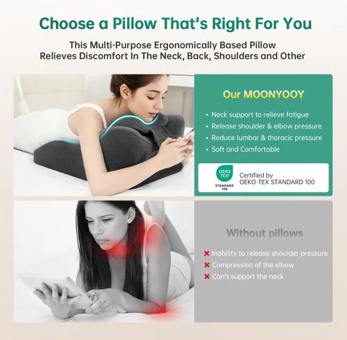 Miniatura 3 de MOONYOOY Almohada ergonómica de apoyo de espuma viscoelástica y cojín de elevación de piernas, soporte de espalda de espuma viscoelástica