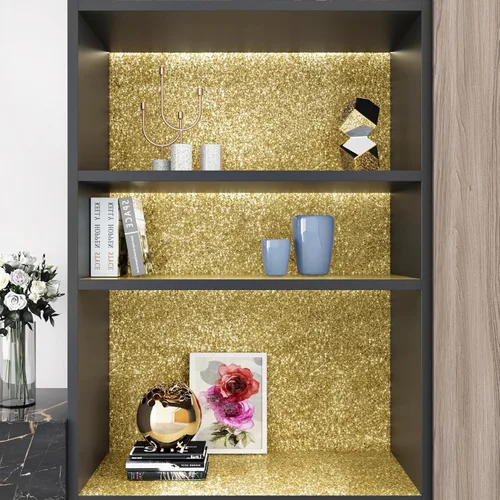Miniatura 6 de Papel adhesivo con purpurina dorada para paredes, papel tapiz autoadhesivo con purpurina brillante, papel tapiz decorativo dorado para dormitorio