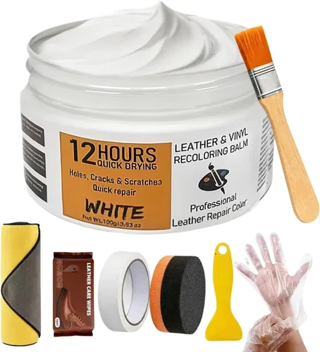 Miniatura 10 de Bálsamo recolorante de cuero de 3.53 onzas, kit de crema de reparación de vinilo de cuero de secado rápido 12H para muebles, sofás y asientos