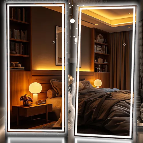 Miniatura 28 de Hasipu Espejo de longitud completa con luces, espejo de pie LED de 65 x 22 pulgadas, espejo de cuerpo completo para vestirse, espejo montado