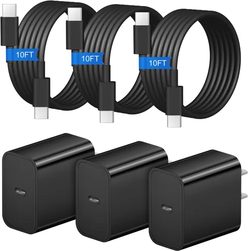 Miniatura 13 de Cargador de carga rápida para iPhone 17, 16, 15, paquete de 3+3 cargadores de pared USB C de 20 W con cable de carga rápida de 6 pies compatible