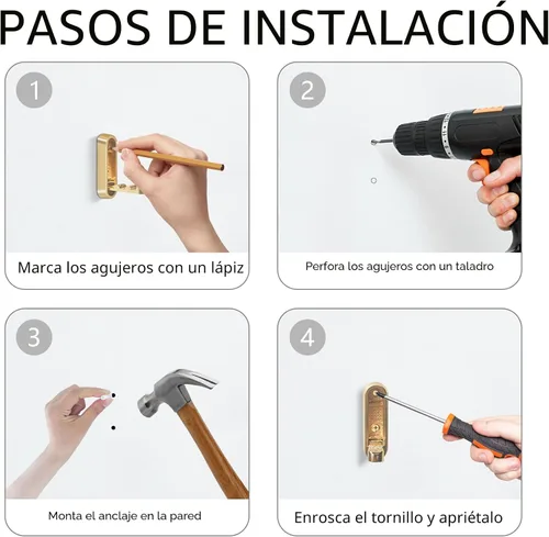 Miniatura 8 de 4 piezas de ganchos de pared dorados plegables, ganchos de pared plegables de aleación de zinc resistentes, ganchos de abrigo ocultos plegables