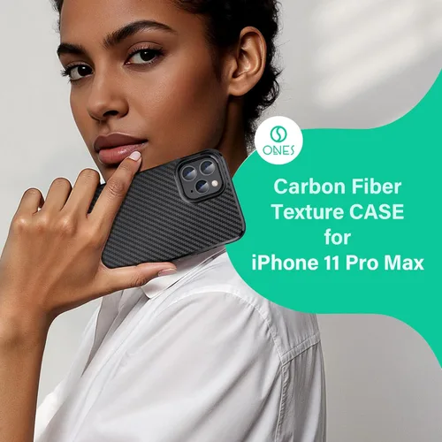 Miniatura 8 de ONES Funda delgada para iPhone 11 Pro Max, cubierta ultra delgada con patrón de fibra de carbono, funda protectora a prueba de golpes con diseño