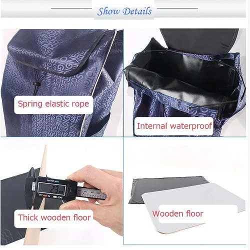 Miniatura 3 de Bolsa de repuesto para carrito de compras de alta capacidad, bolsa de repuesto con bolsillos laterales, bolsa de almacenamiento impermeable de tela