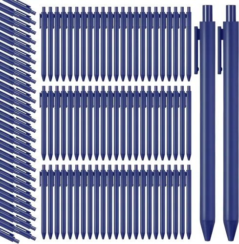 Teling 100 bolígrafos retráctiles, cómodos, bonitos, elegantes, de escritura en punta media de 0.039 pulgadas para suministros de oficina (azul Azul