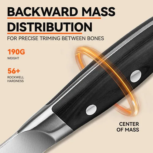 Miniatura 5 de TUO Black Hawk - Cuchillo de filete de 6 pulgadas para recortar grasa de carne, desollado de ciervos, mango de espiga completa, acero alemán de alto